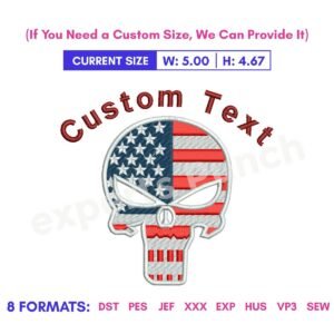 American Flag Skull Independence Day Embroidery Design