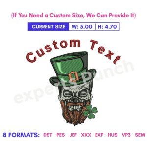 Shamrock Skull Embroidery Pattern For St Patrick's Day