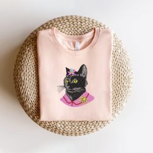 Animal Machine Embroidery Pattern Black Cat