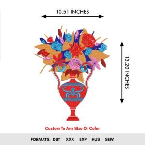 Flower Bouquet Vase Machine Embroidery Design