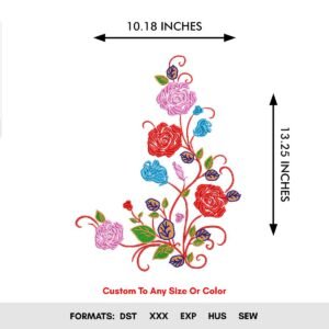 Rose Flower Border Machine Embroidery Design