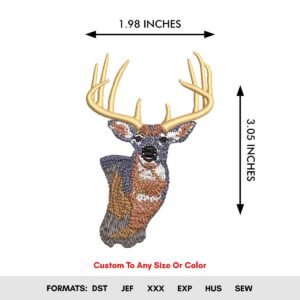 Deer Antler Machine Embroidery Design | Wild Animal Embroidery Pattern
