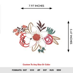 Daisy Bouquet Machine Embroidery Pattern, Pastel Flower Design