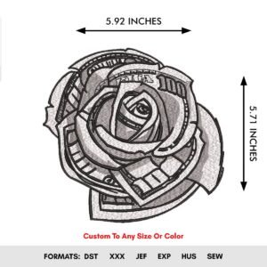 Vintage Rose Flower Machine Embroidery Pattern