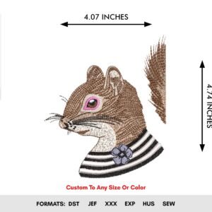 Cute Squirrel Chipmunk Machine Embroidery Pattern