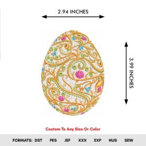 Flower Egg Baroque Machine Embroidery Pattern