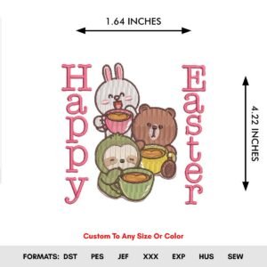 Happy Easter Bunny Machine Embroidery Pattern