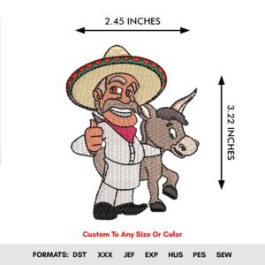 Mexican Donkey Machine Embroidery Design