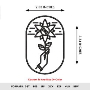 Black Flower With Hand Machine Embroidery Pattern