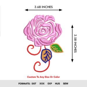 Pink Rose Machine Embroidery Pattern Design