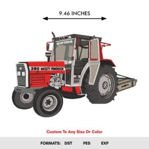Red Farm Tractor Embroidery Pattern Machine embroidery design.
