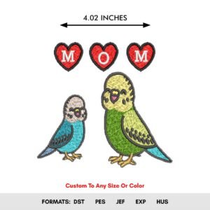 Mom Love Birds Machine Embroidery Design