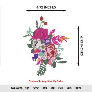Flowers Bouquet Machine Embroidery Pattern