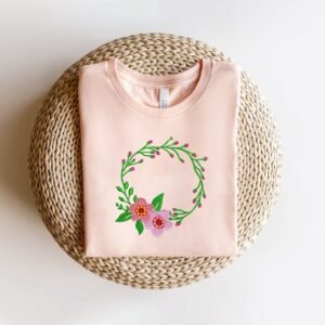 Floral Wreath Embroidery Designs & Frame Instant Download