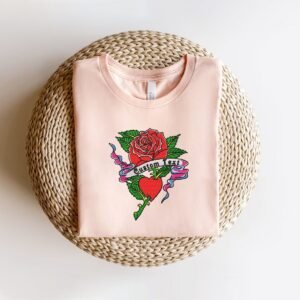 Valentine's Day Embroidered Love Rose Heart Pattern