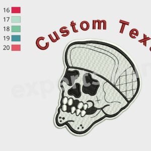 Skull With Cap Embroidery Pattern, Custom Skull Design