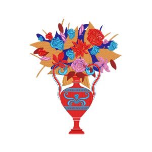 Flower Bouquet Vase Machine Embroidery Design