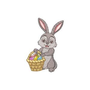 Easter Bunny Egg Basket Machine Embroidery Pattern