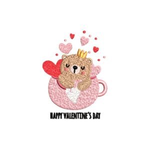 Cute Valentine Bear Machine Embroidery Pattern