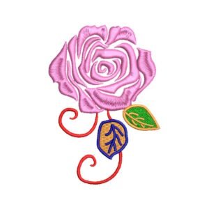 Pink Rose Machine Embroidery Pattern Design