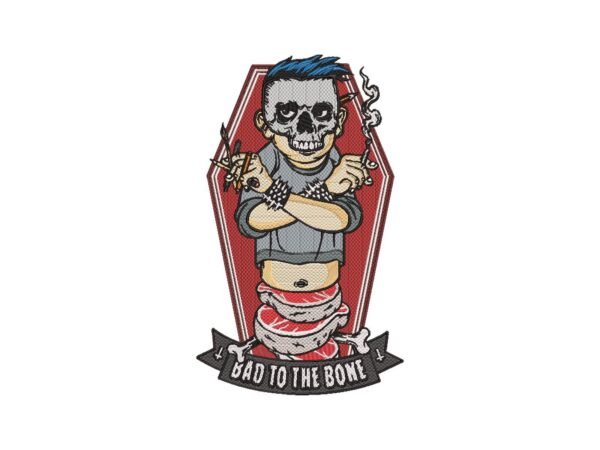 Skull Bad to Bone Machine Embroidery Design