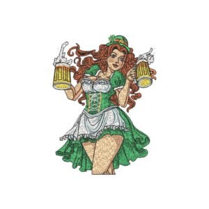 St Patrick's Day Beer Lady Embroidery Pattern