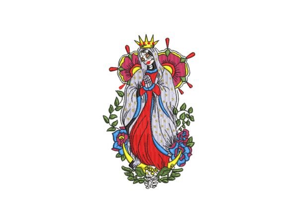 Sugar Skull With Flowers Machine Embroidery Pattern