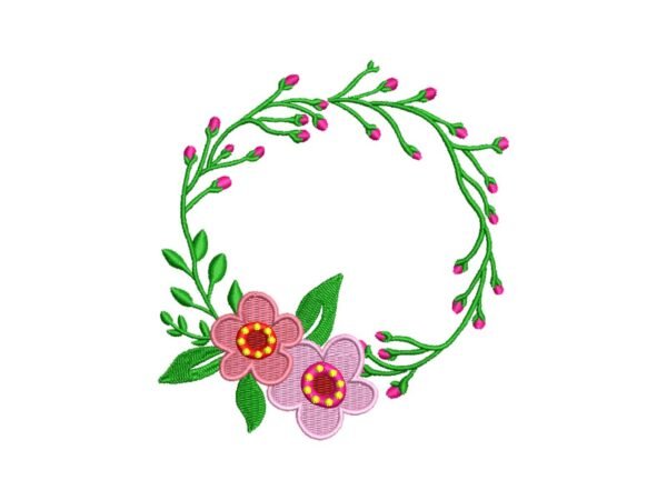 Floral Wreath Embroidery Designs & Frame Instant Download