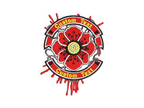 Red Flower Monogram Machine Embroidery Pattern