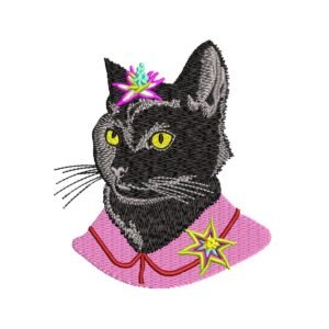 Animal Machine Embroidery Pattern Black Cat