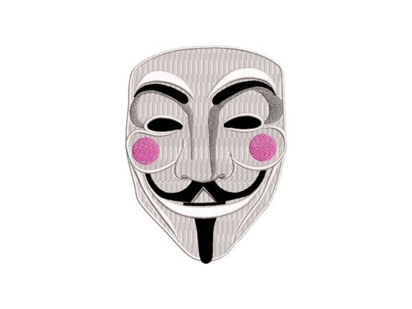 Embroidered Hacker Mask Pattern, Guy Fawkes