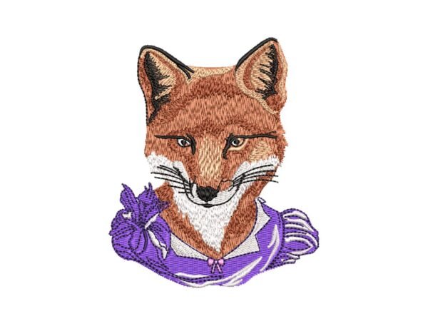 Purple Fox Machine Embroidery Design