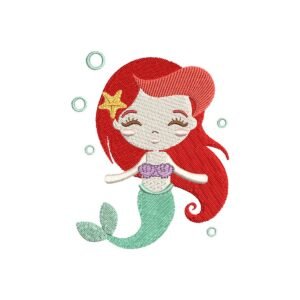 Cute Mermaid Machine Embroidery Design, Sea Theme Fish Embroidery