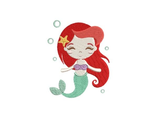 Cute Mermaid Machine Embroidery Design, Sea Theme Fish Embroidery