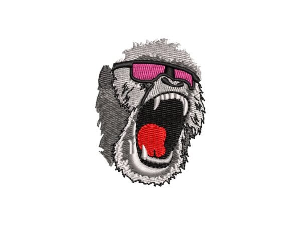 Monkey Head Animal Machine Embroidery Pattern