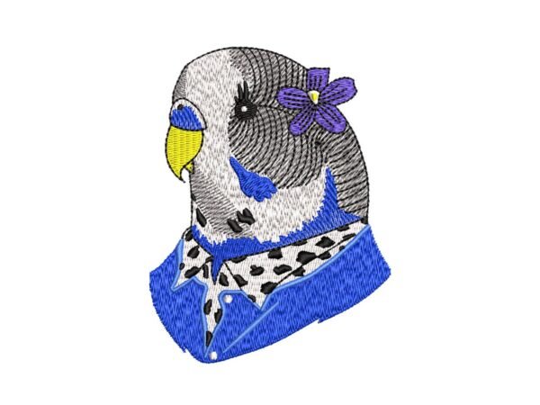 Cute Budgie Pattern Embroidery Design