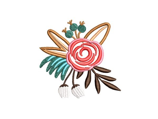 Flower Embroidery Pattern, Floral Bouquet Machine Embroidery
