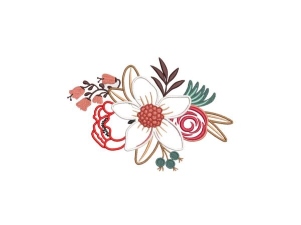 Daisy Bouquet Machine Embroidery Pattern, Pastel Flower Design
