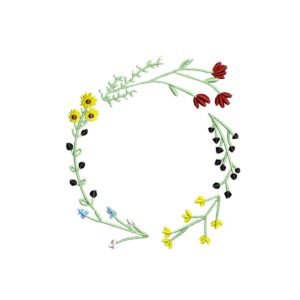Wildflower Frame Machine Embroidery Pattern - Round Floral Wreath