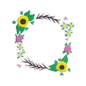 Sunflower Wreath With Monogram Embroidery Pattern