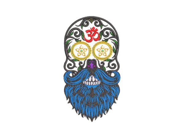 Bearded Skull Machine Embroidery Design - Mexican Skull