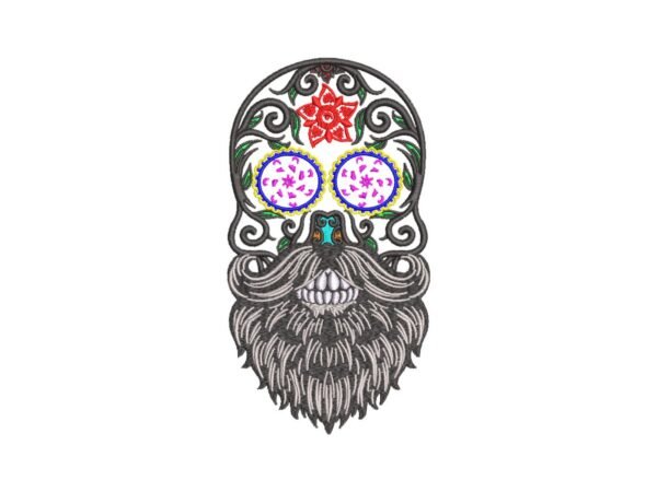 Mexican Machine Embroidery Design With Male Skull
