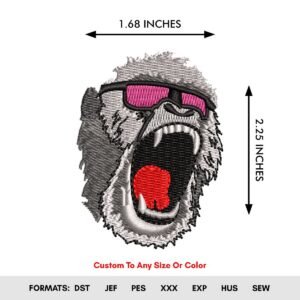 Monkey Head Animal Machine Embroidery Pattern