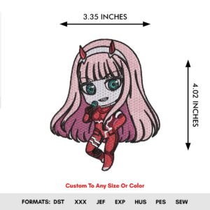 Zero Two Chibi Machine Embroidery Pattern