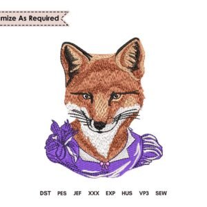Purple Fox Machine Embroidery Design