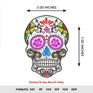 Mexican Embroidery Design - Day Of The Dead Skull Embroidery Pattern