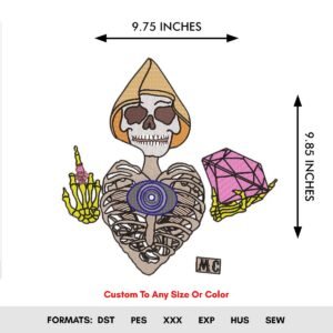 Fuck Finger Skeleton Machine Embroidery Design, Day Of The Dead