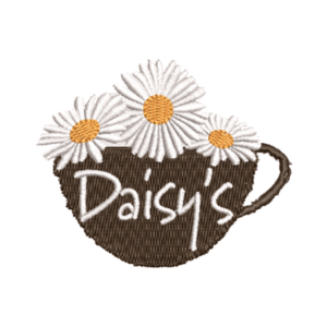 Kitchen Cup Embroidery Pattern - Daisy Coffee
