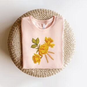 Flower Machine Embroidery Pattern, Yellow Wildflower