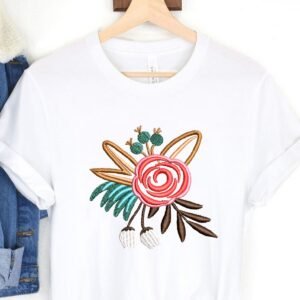 Flower Embroidery Pattern, Floral Bouquet Machine Embroidery